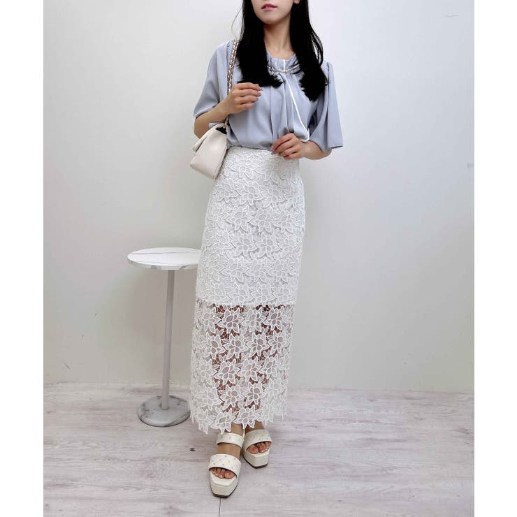 オフホワイト | レースナロースカート | INGNI 
