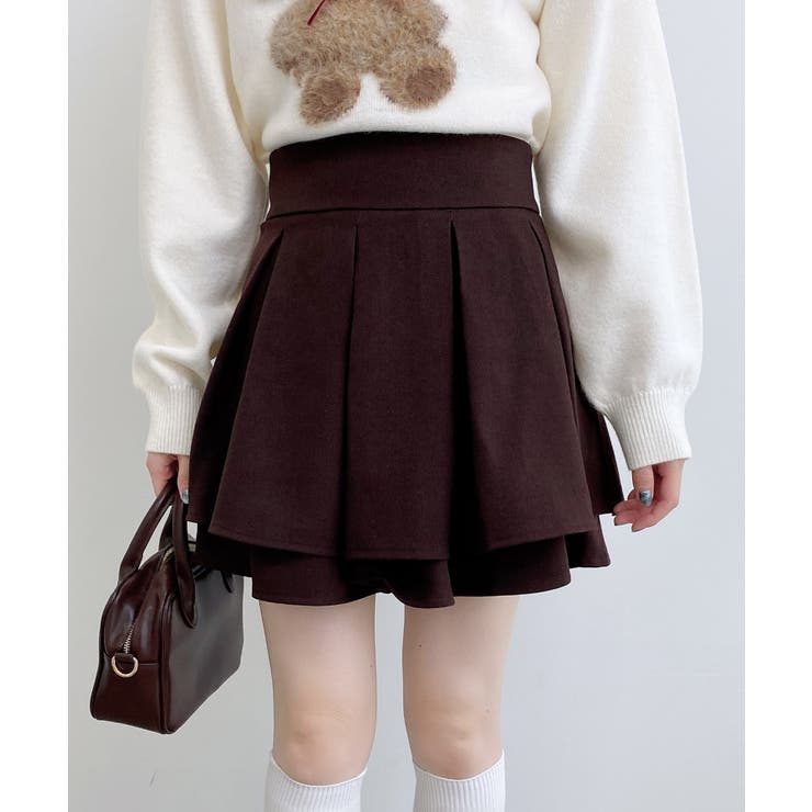 ブラウン | バックレースアップタックフレアスカート | INGNI 