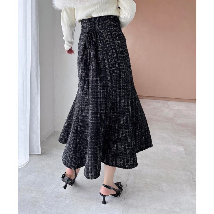 バックレースアップツイードマーメイドスカート | INGNI  | 詳細画像1 