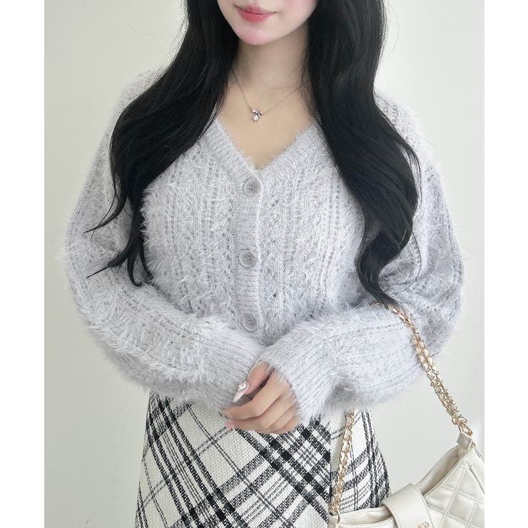 5Gフェザーヤーン透かし柄ニットカーディガン | INGNI  | 詳細画像11 