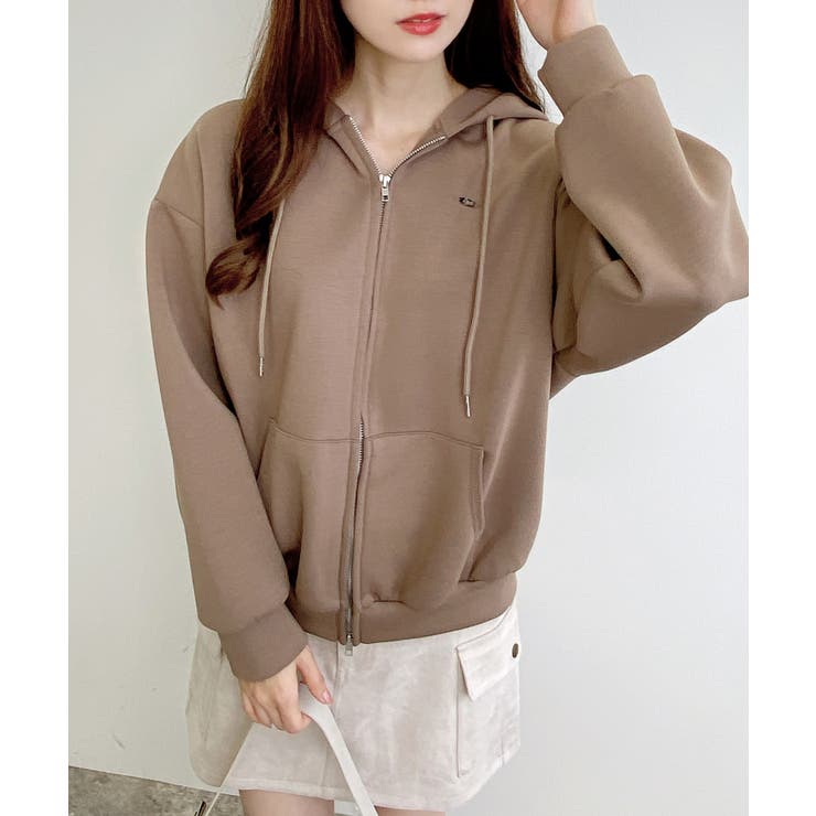 モカ | プレート付ダンボールダブルZIPパーカー | INGNI 