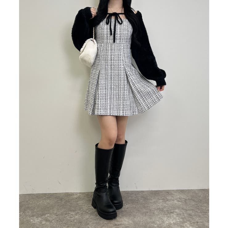 バックレースアップツイードミニキャミワンピ | INGNI  | 詳細画像5 