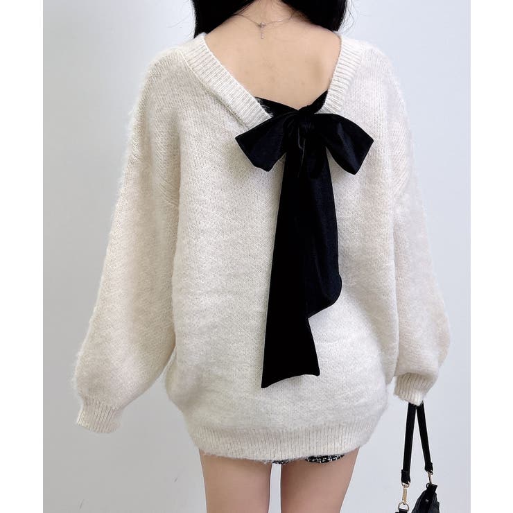 7G Backベロアリボンチュニックシャギーニット | INGNI  | 詳細画像1 