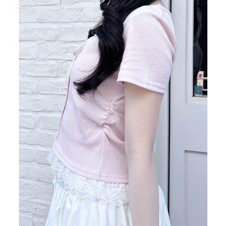 レースレイヤード風リボン付きリブTOPs | INGNI  | 詳細画像31 