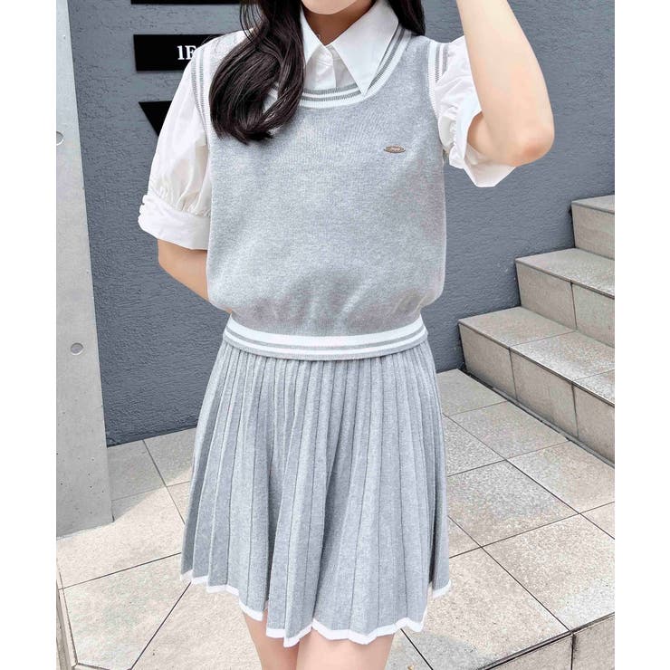 グレー | ニットベスト+ニットミニスカート/セット | INGNI 