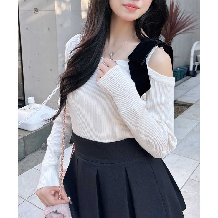 12Gリブワンショルベロアリボンニット | INGNI  | 詳細画像1 