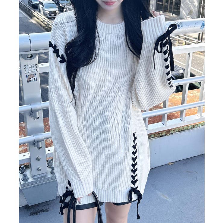 7Gレースアップ畦チュニックニット | INGNI  | 詳細画像2 