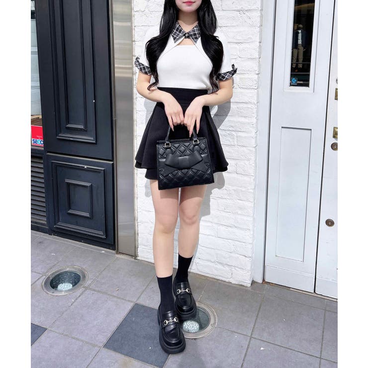 12G チェック衿デコルテオープン半袖ニット | INGNI  | 詳細画像7 