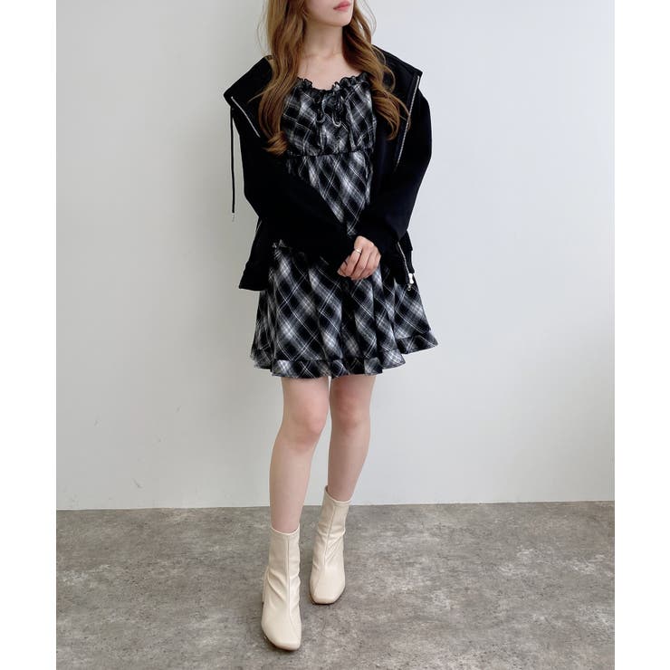 チェック柄ティアードキャミワンピ | INGNI  | 詳細画像3 