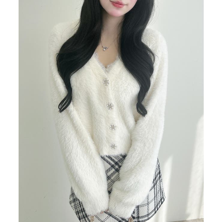 5Gレース付フェザーニットカーディガン | INGNI  | 詳細画像1 