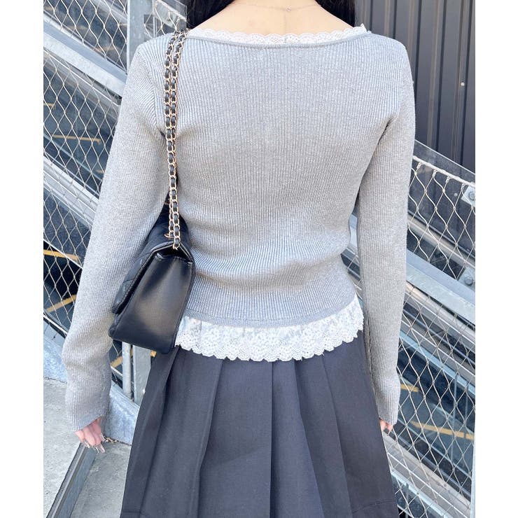 12Gヘンリーネックフリルレース付ニット | INGNI  | 詳細画像5 