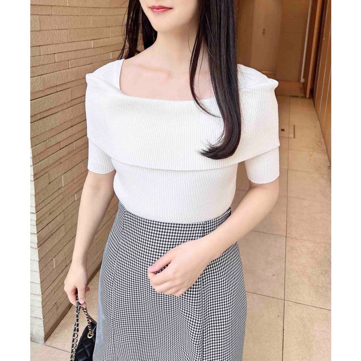 オフホワイト | 【WEB限定】オフショル半袖ニット | INGNI 