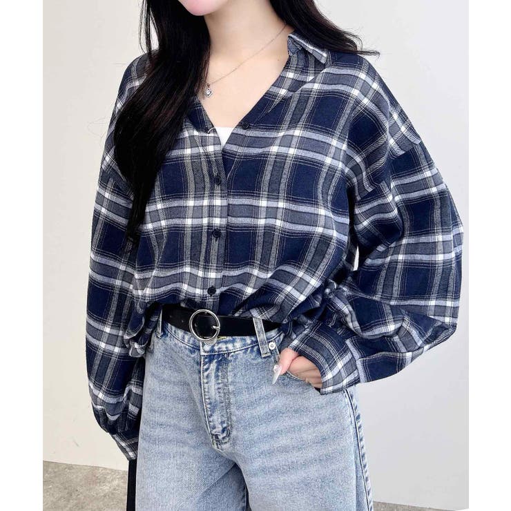 バックレースアップチェック柄裾タックシャツ | INGNI  | 詳細画像14 