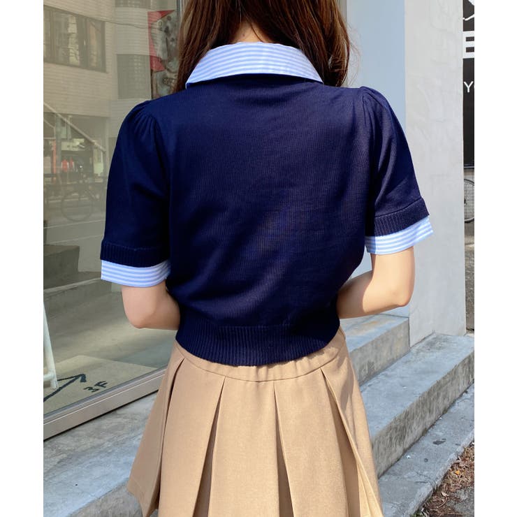 12G Wカラー配色半袖ポロニット | INGNI  | 詳細画像12 