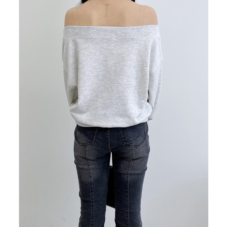 ラインストーンロゴオフショルショート裏毛トップス | INGNI  | 詳細画像7 