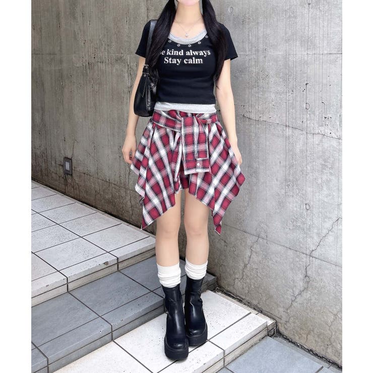 腰巻シャツ風チェック柄スカパン | INGNI  | 詳細画像11 