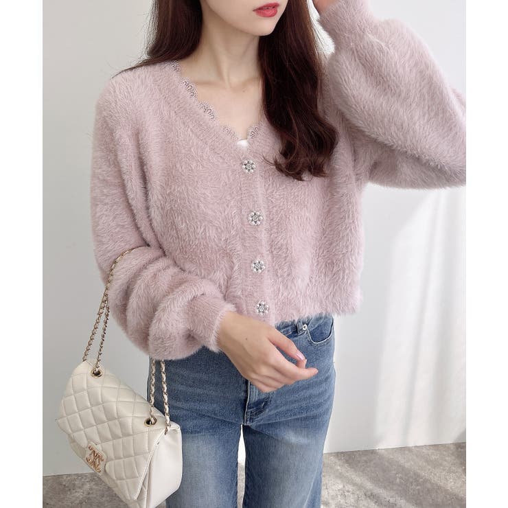 5Gレース付フェザーニットカーディガン | INGNI  | 詳細画像8 