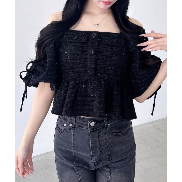 ツイードペプラムオフショルブラウス | INGNI  | 詳細画像13 