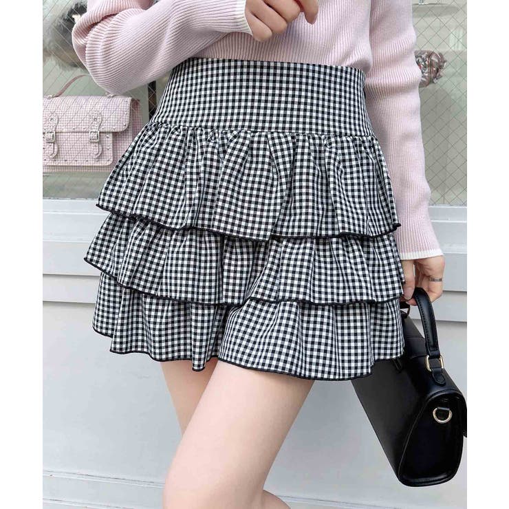 クロ/ギンガム | アソート柄フリルスカパン | INGNI 