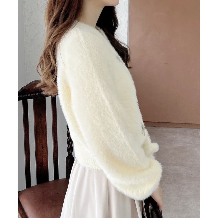 【WEB限定アイテム】Vネックリボン釦フェザーニットカーディガン | INGNI  | 詳細画像19 