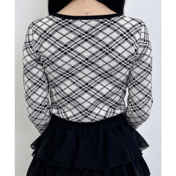 12Gフロントフリルドッキングチェック柄ニット | INGNI  | 詳細画像4 