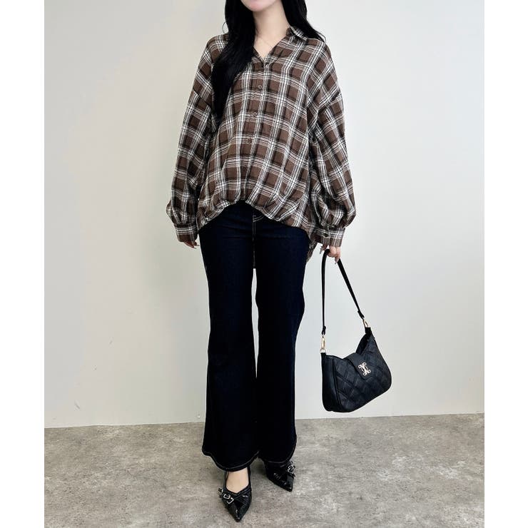 バックレースアップチェック柄裾タックシャツ | INGNI  | 詳細画像13 