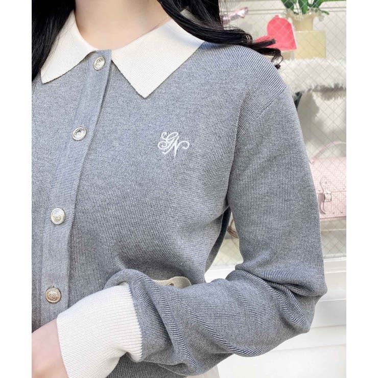 12G衿付配色金釦ニットカーディガン | INGNI  | 詳細画像9 