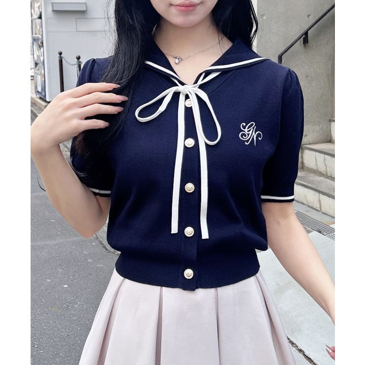 12Gセーラーカラー配色ニットカーディガン | INGNI  | 詳細画像14 