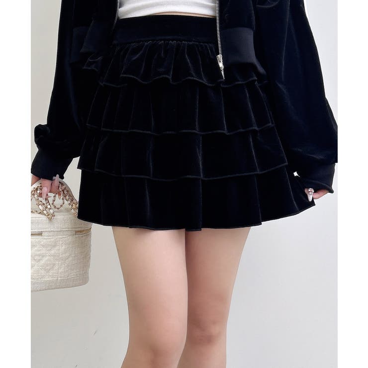 クロ | ベロアティアードスカート | INGNI 