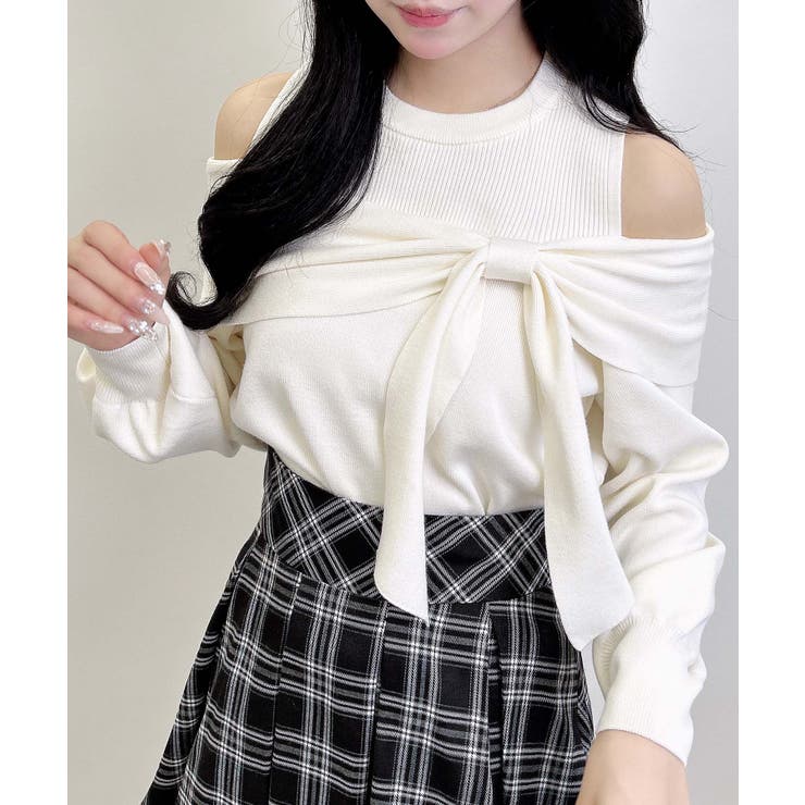 12G肩開きリボンニット | INGNI  | 詳細画像1 