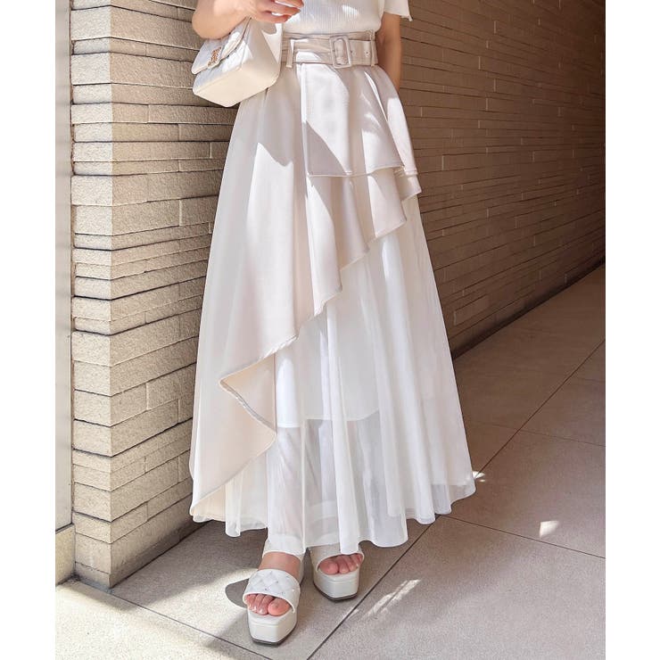 【WEB限定】共ベルト付チュール切替アシメスカート | INGNI  | 詳細画像17 