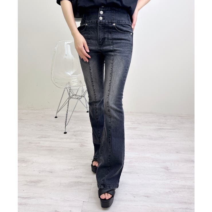 ハイウエスト前釦フレアデニムパンツ[品番：INGW0010748]｜INGNI