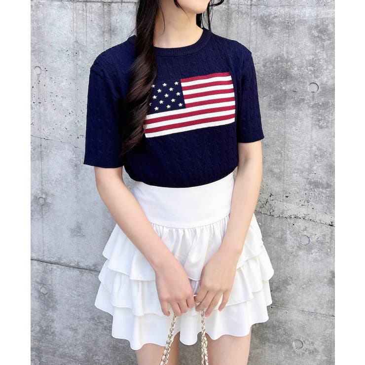 【WEB限定】国旗柄ジャガード半袖ニット | INGNI  | 詳細画像12 