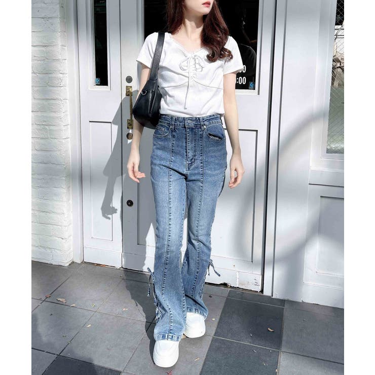 衿レース付フロントギャザーリボンリブTOPs | INGNI  | 詳細画像26 