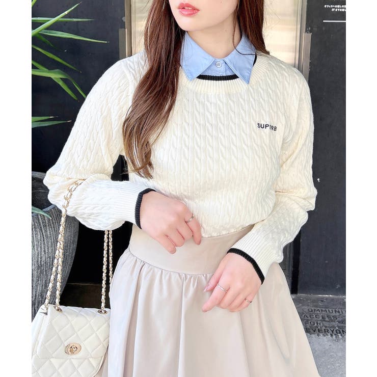 シャツ衿付ケーブルニット | INGNI  | 詳細画像6 