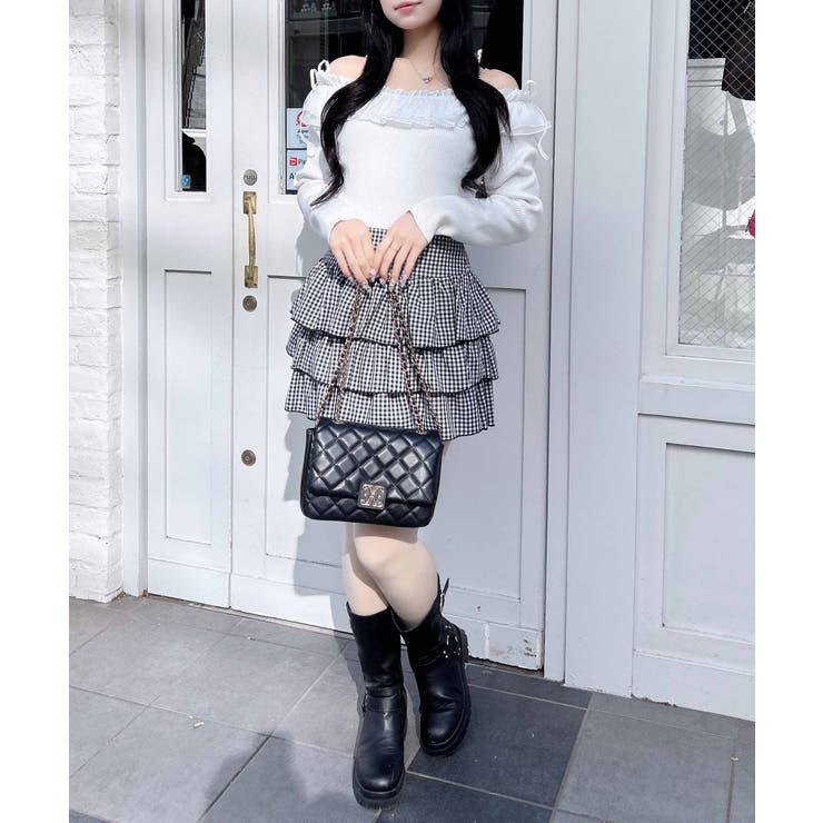 12Gラインストーンチェーンオフショルフリルニット | INGNI  | 詳細画像19 