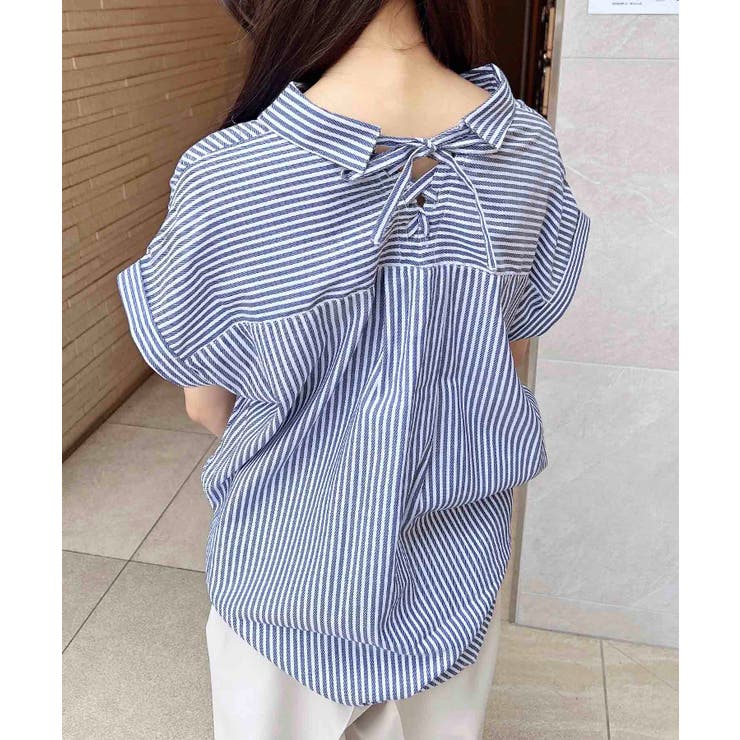 多種ボタン後ろレースアップタケノコシャツ | INGNI  | 詳細画像35 