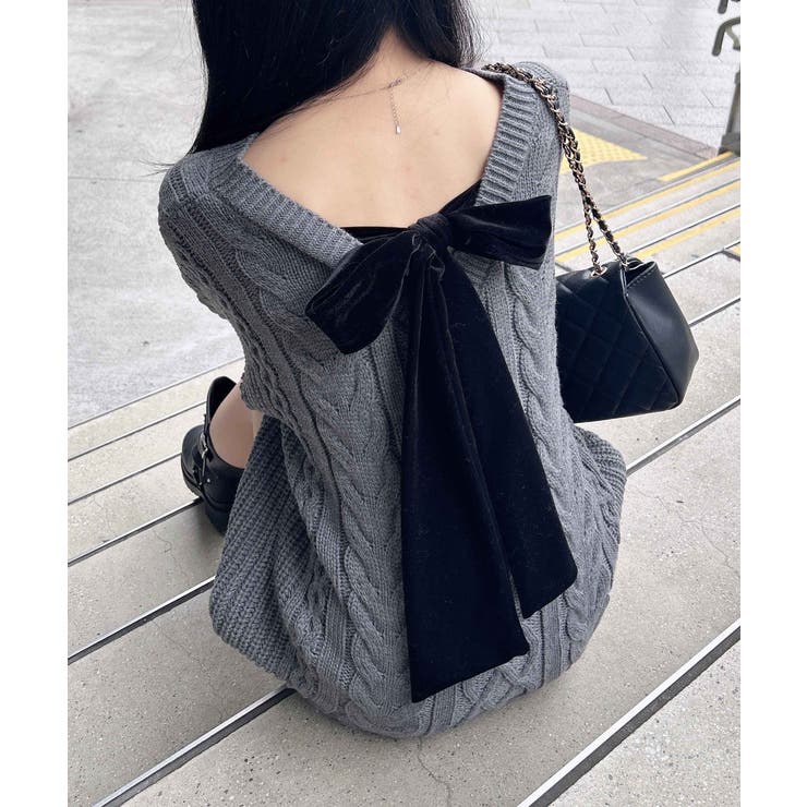 5G Backベロアリボンケーブルチュニックニット | INGNI  | 詳細画像8 