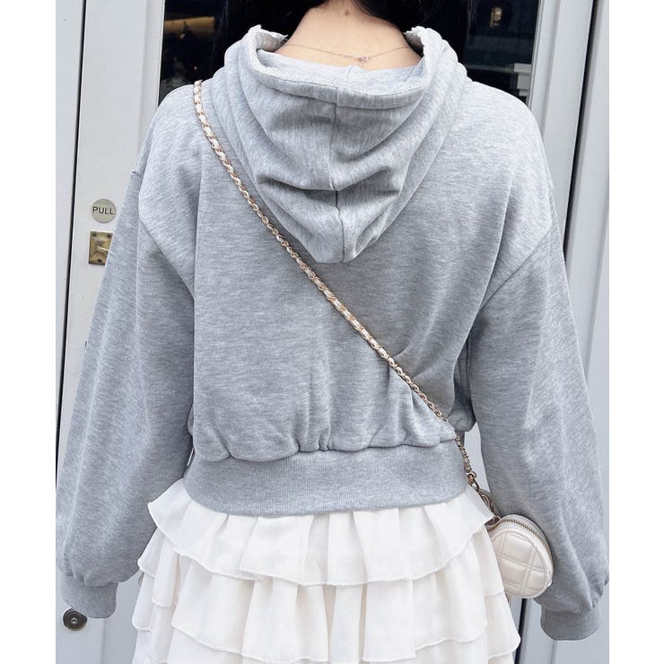 レース付胸ロゴ裏毛ショートZIPパーカー | INGNI  | 詳細画像8 