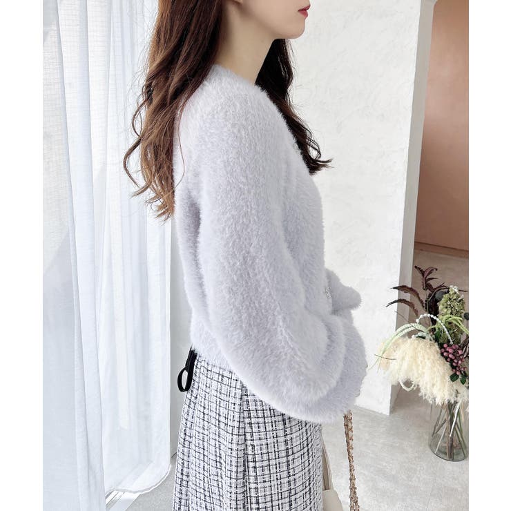 【WEB限定アイテム】Vネックリボン釦フェザーニットカーディガン | INGNI  | 詳細画像30 