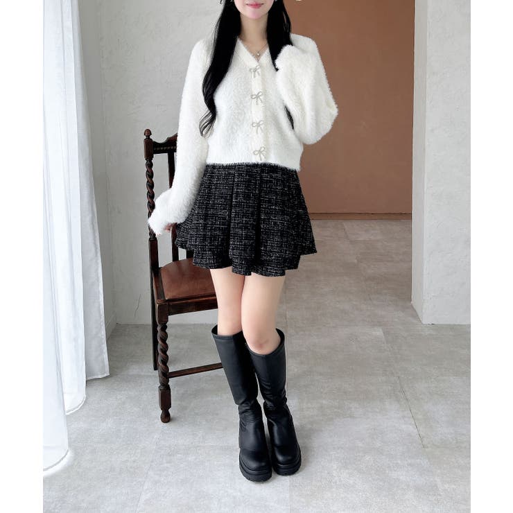 【WEB限定アイテム】Vネックリボン釦フェザーニットカーディガン | INGNI  | 詳細画像17 