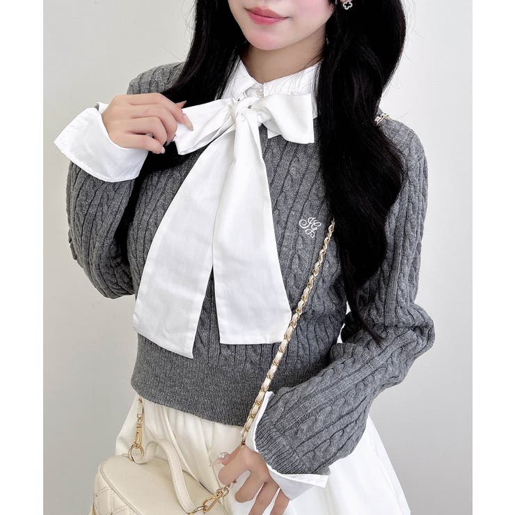 7Gボウタイシャツドッキングケーブルニット | INGNI  | 詳細画像2 