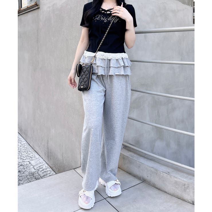 リボン付レース出しラインストーンロゴTOPs | INGNI  | 詳細画像8 