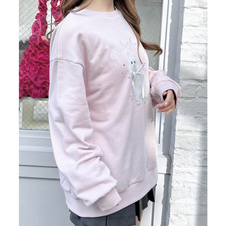 装飾リボン付ねこ裏毛トップス | INGNI  | 詳細画像18 