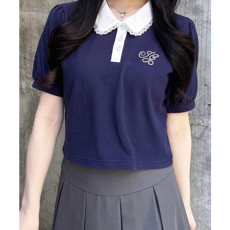 コン | 衿レース付胸ロゴポロシャツ | INGNI 