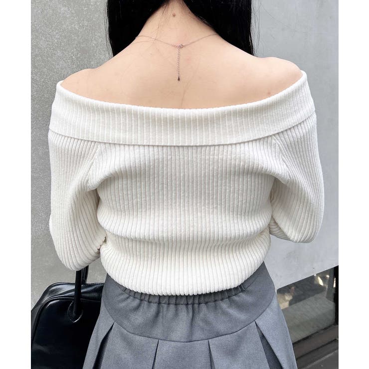 12G衿付オフショルフロントZIPニットカーディガン | INGNI  | 詳細画像5 