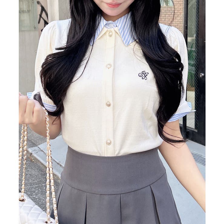 12G Wカラー配色半袖ポロニット | INGNI  | 詳細画像17 