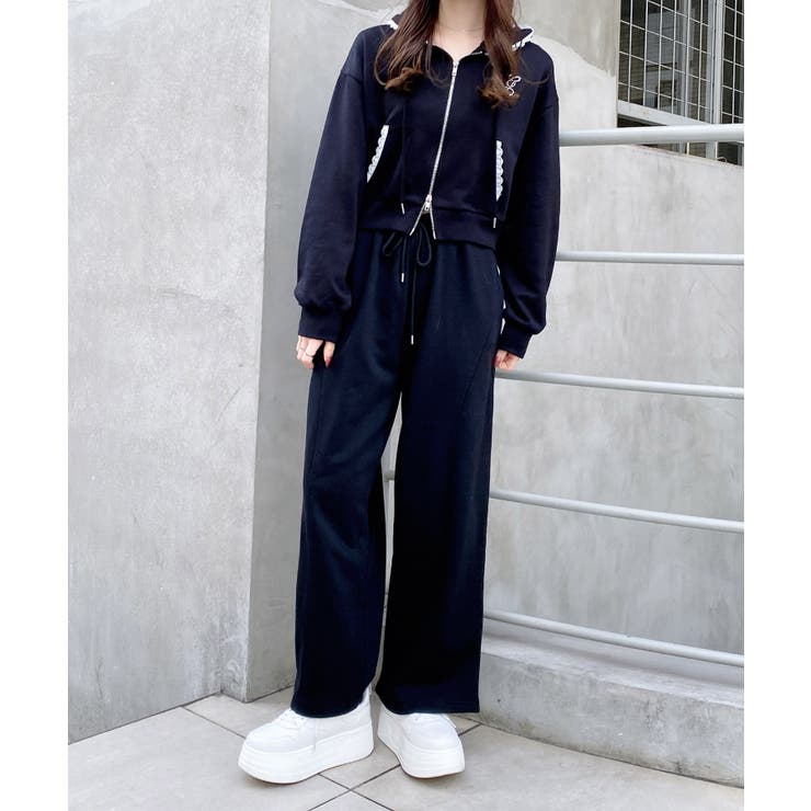 レース付胸ロゴ裏毛ショートZIPパーカー | INGNI  | 詳細画像30 