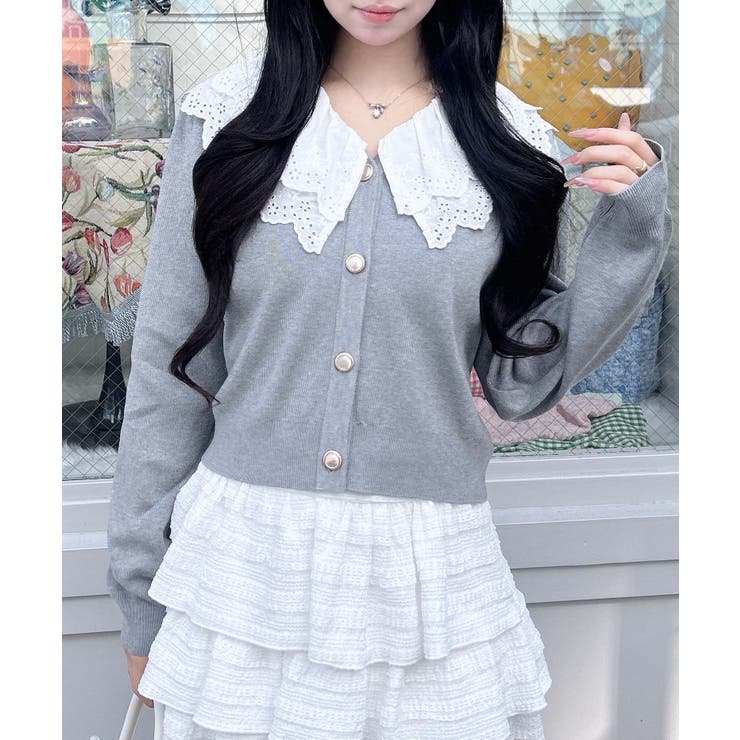 12Gレースフリル衿ニットカーディガン | INGNI  | 詳細画像16 