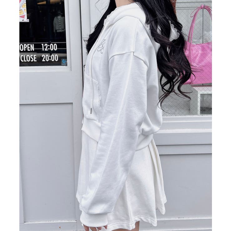 レース付胸ロゴ裏毛ショートZIPパーカー | INGNI  | 詳細画像20 